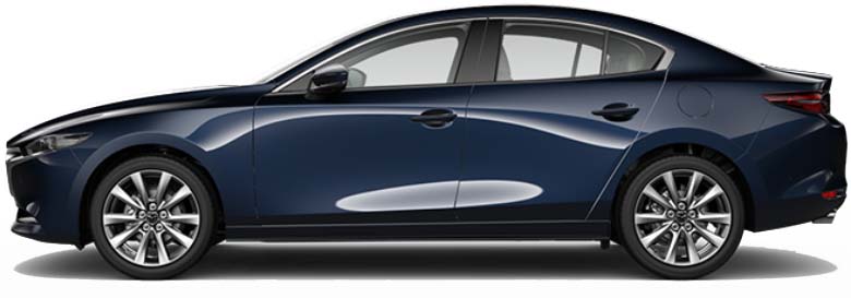New Mazda 3 Sedan Left Hand Drive body color: Deep Crystal Blue