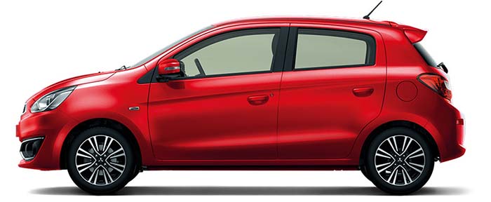 New Mitsubishi Mirage Left Hand Drive body color: Red Metallic