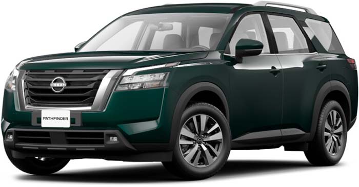 New Nissan Pathfinder Left Hand Drive body color: Obsidian Green Pearl
