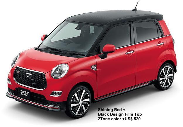 New Daihatsu Cast Sport body color: SHINING RED + BLACK DESIGN FILM TOP "2-TONE COLOR" (option color +US$520)