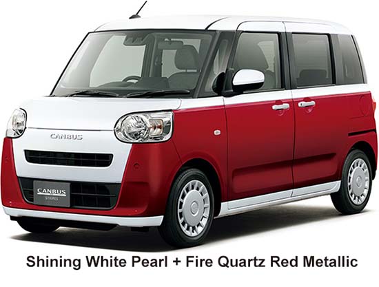 Daihatsu Move Canbus Color: Shining White Pearl + Fire Quartz Red Metallic