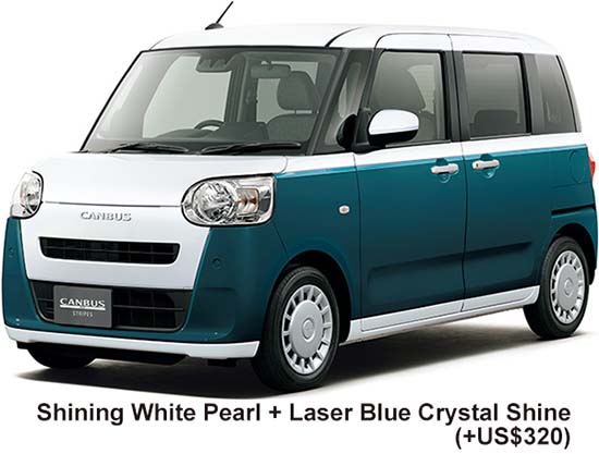 Daihatsu Move Canbus Color: Shining White Pearl + Laser Blue Crystal Shine