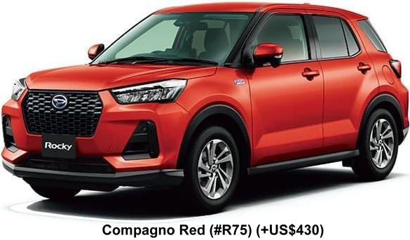 New Daihatsu Rocky HEV body color: Compagno Red (Color No. R75) (Option color +US$430)