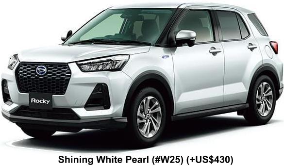 New Daihatsu Rocky HEV body color: Shining White Pearl (Color No. W25) (Option color +US$430)