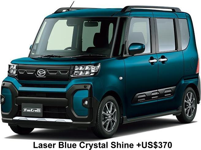 New Daihatsu Tanto Funcross body color: Laser Blue Crystal Shine +US$370