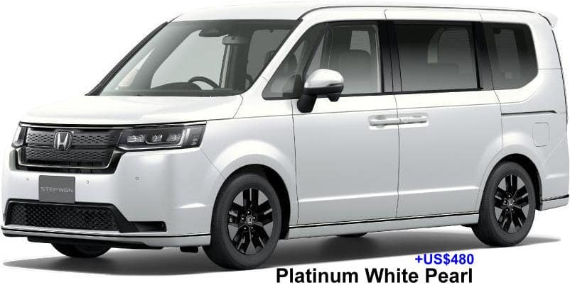 New Honda Step Wagon e-HEV body color: Platinum White Pearl (Option color + US$ 480)