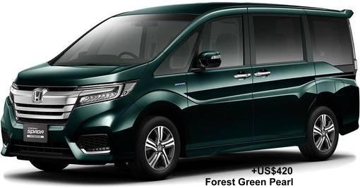 New Honda Stepwagon Spada Hybrid body color: FOREST GREEN PEARL (option color +US$420)