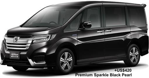 New Honda Stepwagon Spada Hybrid body color: PREMIUM SPARKLE BLACK PEARL (option color +US$420)