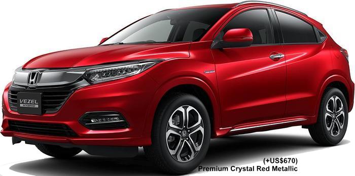 New Honda Vezel Hybrid body color: PREMIUM CRYSTAL RED METALLIC (option color +US$670)