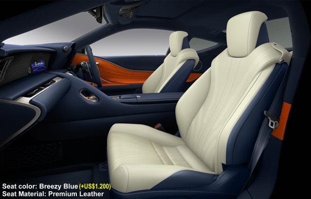 New Lexus LC500 Interior photo: BREEZY BLUE (option interior +US$1,200)