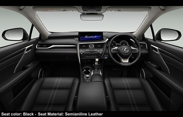 New Lexus RX450hL cockpit photo: Black Semianiline Premium Leather