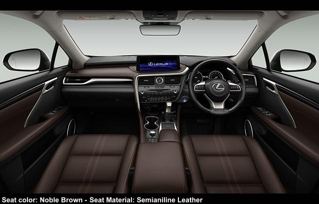 New Lexus RX450hL cockpit photo: Noble Brown Semianiline Premium Leather