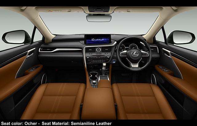 New Lexus RX450hL cockpit photo: Ocher Semianiline Premium Leather