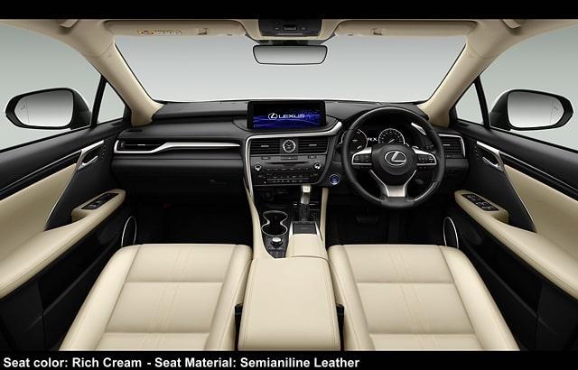 New Lexus RX450hL cockpit photo: Rich Cream Semianiline Premium Leather