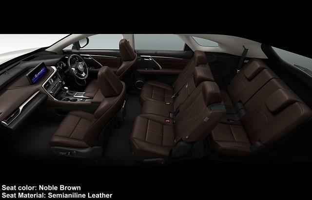 New Lexus RX450hL interior photo: Noble Brown Semianiline Premium Leather