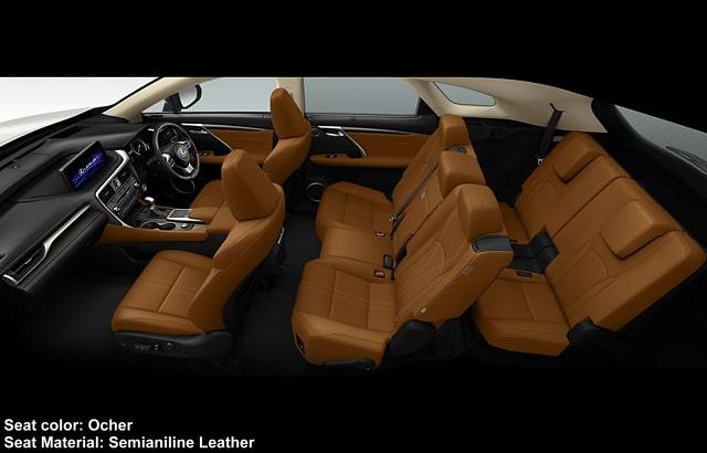 New Lexus RX450hL interior photo: Ocher Semianiline Premium Leather