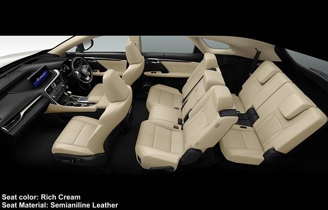 New Lexus RX450hL interior photo: Rich Cream Semianiline Premium Leather