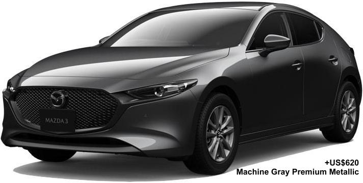 New Mazda-3 Fastback body color: Machine Gray Premium Metallic (option color +US$620)