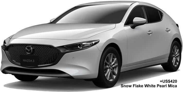 New Mazda-3 Fastback body color: Snow Flake White Pearl Mica (option color +US$420)