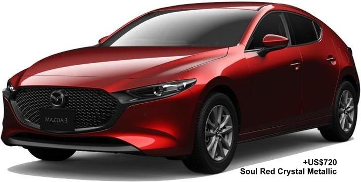 New Mazda-3 Fastback body color: Soul Red Crystal Metallic (option color +US$720)
