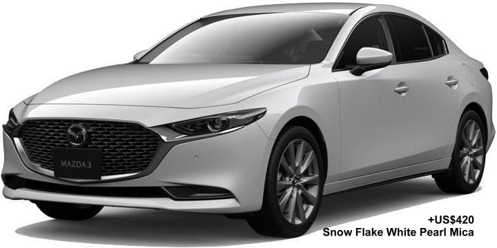 New Mazda-3 Sedan body color: Snow Flake White Pearl Mica (option color +US$420)