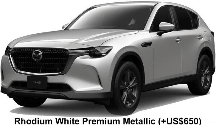 New Mazda CX60 body color: RHODIUM WHITE PREMIUM METALLIC (+US$650)