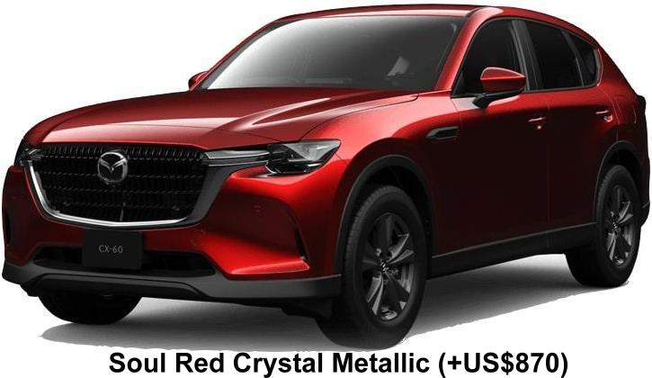 New Mazda CX60 body color: SOUL RED CRYSTAL METALLIC (+US$870)