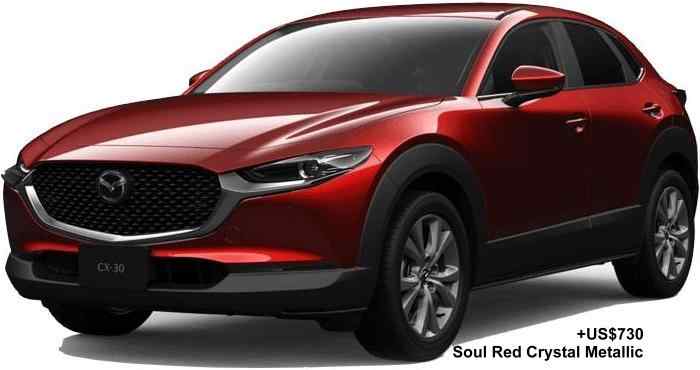 New Mazda CX30 body color: Soul Red Crystal Metallic (option color +US$730)
