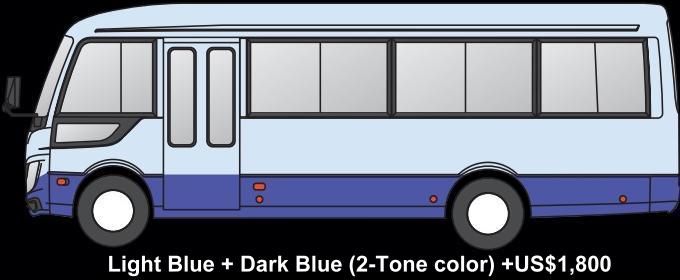 New Mitsubishi Rosa Bus body color: LIGHT BLUE + DARK BLUE (2-TONE COLOR) +US$1,800