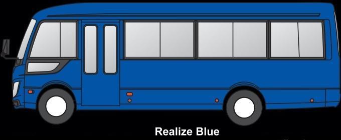 New Mitsubishi Rosa Bus body color: REALIZE BLUE