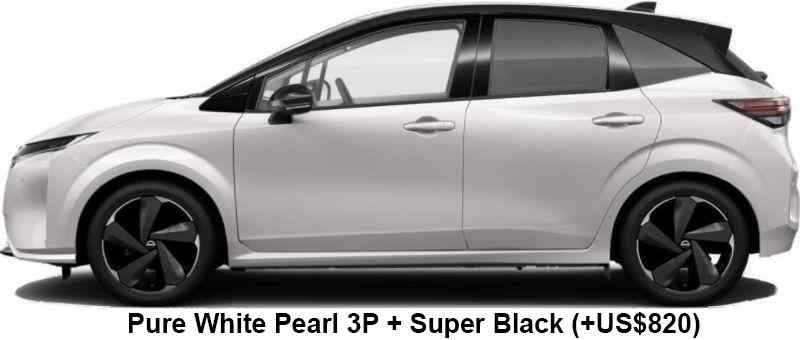 Nissan Aura Color: Pure White Pearl 3P + Super Black