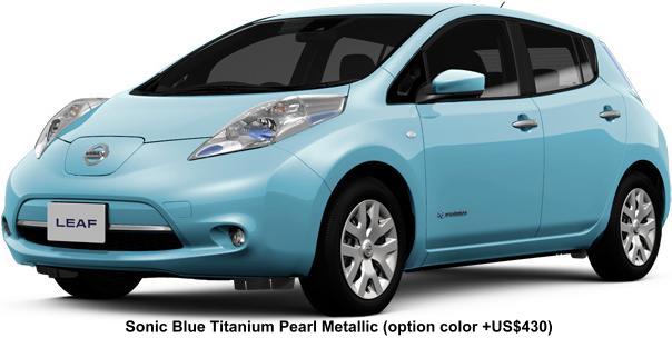 New Nissan Leaf body color: Sonic Blue Titanium Pearl Metallic (+US$430)