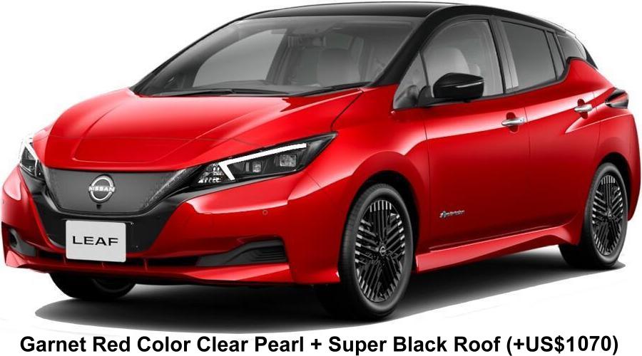 New Nissan Leaf body color: Garnet Red Color Clear Pearl + Super Black Roof (option color +US$1070)