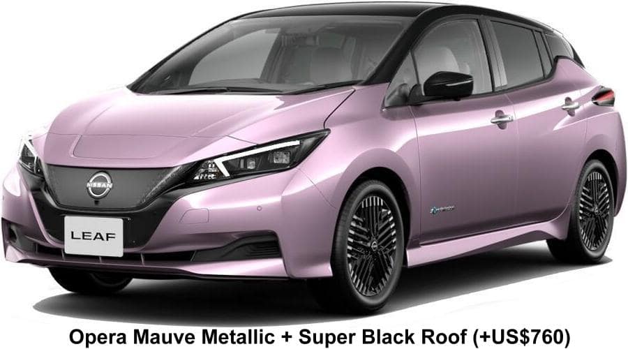 New Nissan Leaf body color: Opera Mauve Metallic + Super Black Roof (option color +US$760)