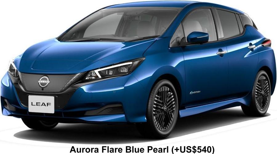 New Nissan Leaf body color: Aurora Flare Blue Pearl (option color +US$540)