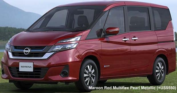 Nissan Serena e-Power body color: Maroon Red Multiflex Pearl Metallic (option color +US$550)