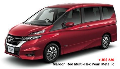 New Nissan Serena Highway Star body color: MAROON RED MULTI-FLEX PEARL METALLIC (+US$530)