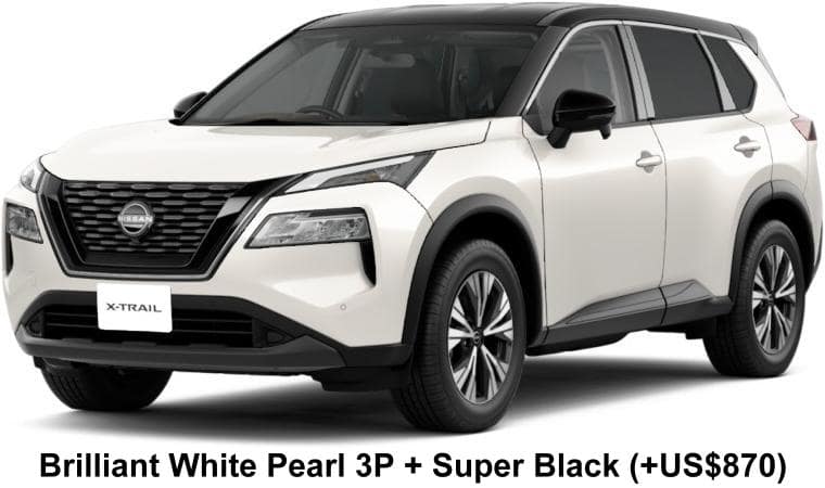 New Nissan X-Trail e-Power body color: Brilliant White Pearl 3P + Super Black (+US$870)