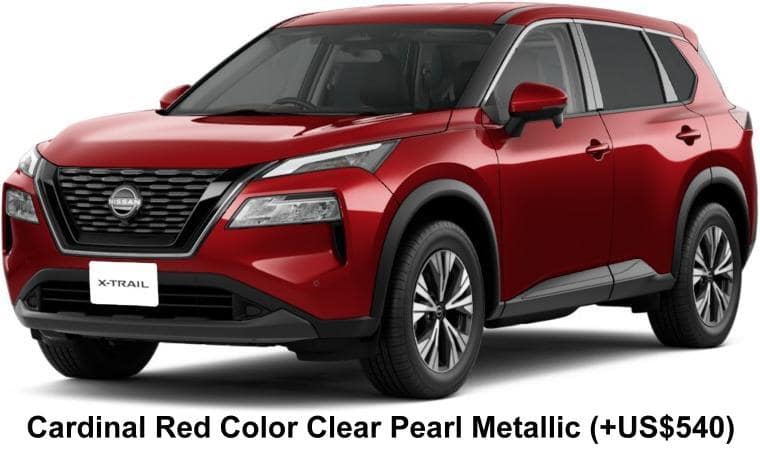 New Nissan X-Trail e-Power body color: Cardinal Red Color Clear Pearl Metallic (+US$540)