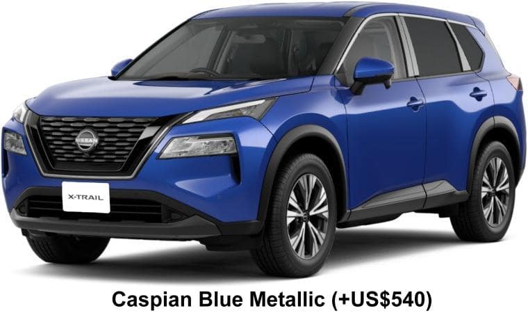 New Nissan X-Trail e-Power body color: Caspian Blue Metallic (+US$540)
