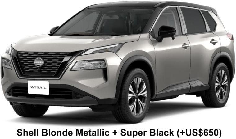 New Nissan X-Trail e-Power body color: Shell Blonde Metallic + Super Black (+US$650)