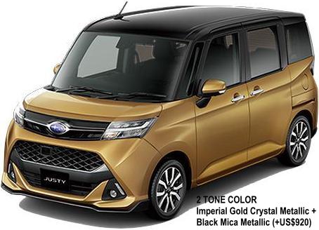 New Subaru Justy Custom body color: IMPERIAL GOLD CRYSTAL METALLIC + BLACK MICA METALLIC (TWO TONE COLOR) option color +US$920)