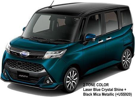 New Subaru Justy Custom body color: LASER BLUE CRYSTAL SHINE + BLACK MICA METALLIC (TWO TONE COLOR) option color +US$920)