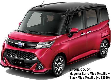 New Subaru Justy Custom body color: MAGENTA BERRY MICA METALLIC + BLACK MICA METALLIC (TWO TONE COLOR) option color +US$920)