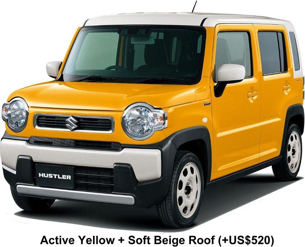 New Suzuki Hustler Hybrid body color: Active Yellow + Soft Beige Roof (option color +US$520)