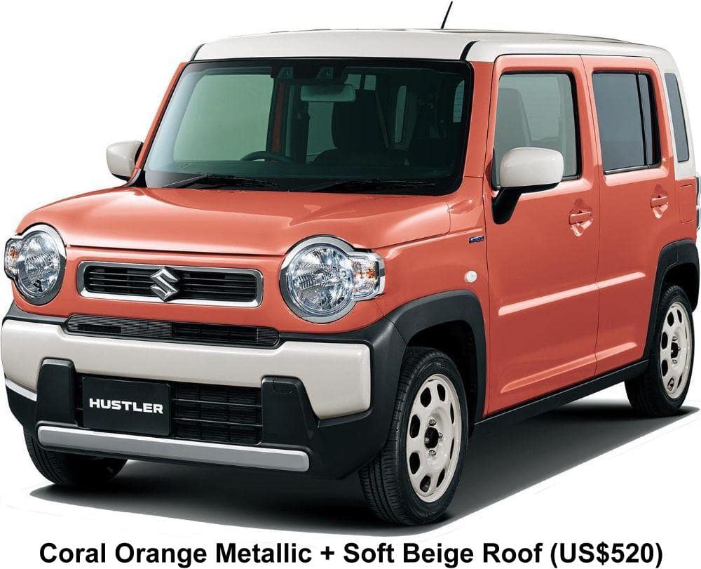 New Suzuki Hustler Hybrid body color: Coral Orange Metallic + Soft Beige Roof (option color +US$520)
