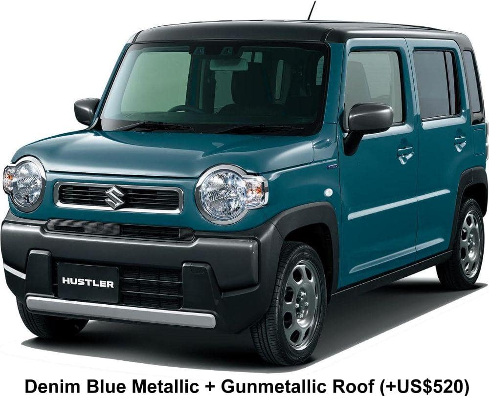 New Suzuki Hustler Hybrid body color: Denim Blue Metallic + Gunmetallic Roof (option color +US$520)