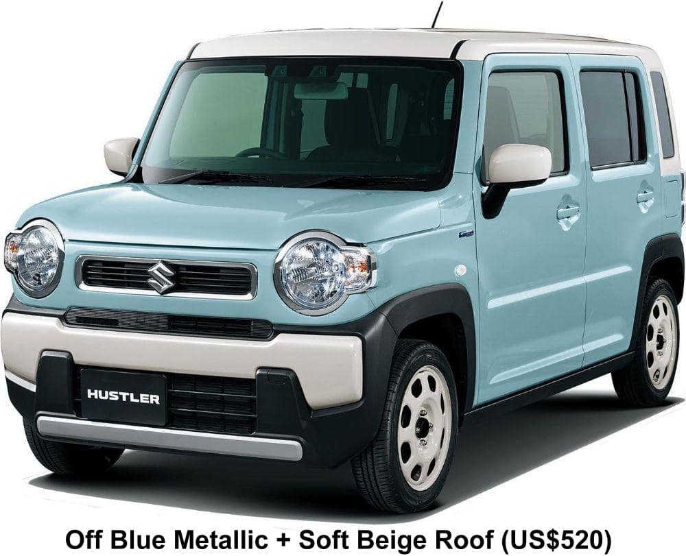 New Suzuki Hustler Hybrid body color: Off Blue Metallic + Soft Beige Roof (option color +US$520)