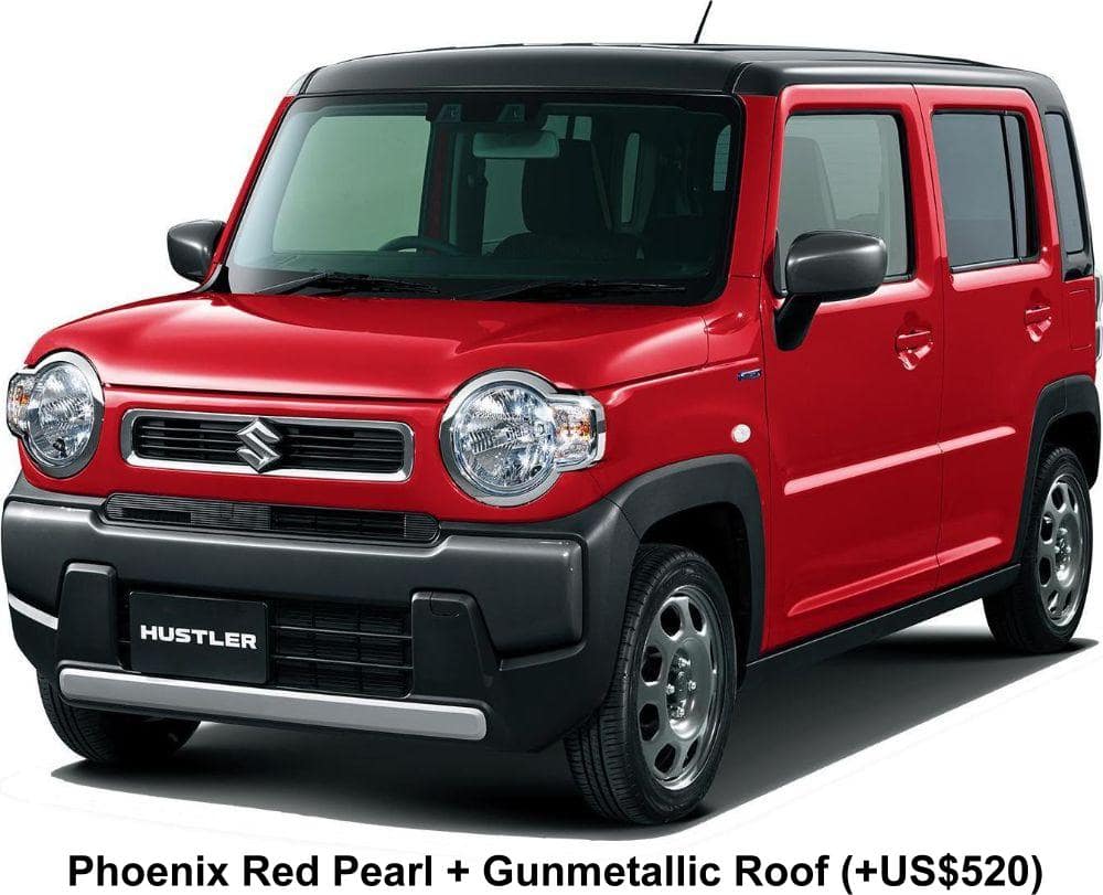 New Suzuki Hustler Hybrid body color: Phoenix Red Pearl + Gunmetallic Roof (option color +US$520)