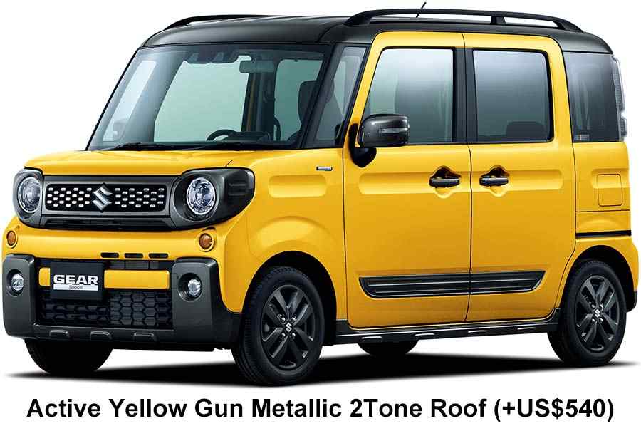 New Suzuki Spacia Gear body color: 2-Tone Roof Active Yellow Gun Metallic (+US$540)
